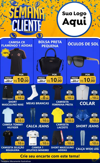 Modelo de Encarte para Encarte Grande com o tema Semana do Cliente para Roupas e acessórios