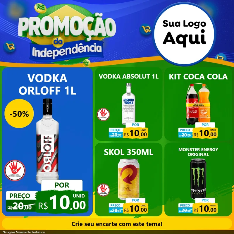 Modelo de Rede Social para Feed Facebook com o tema Promoção da Independência para Distribuidora de bebidas