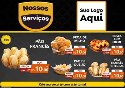 Modelo de Encarte para Encarte A4 Horizontal com o tema Nossos Serviços para Padaria