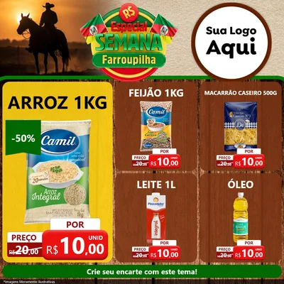 Modelo de Rede Social para Feed Facebook com o tema Especial Semana Farroupilha para Supermercado