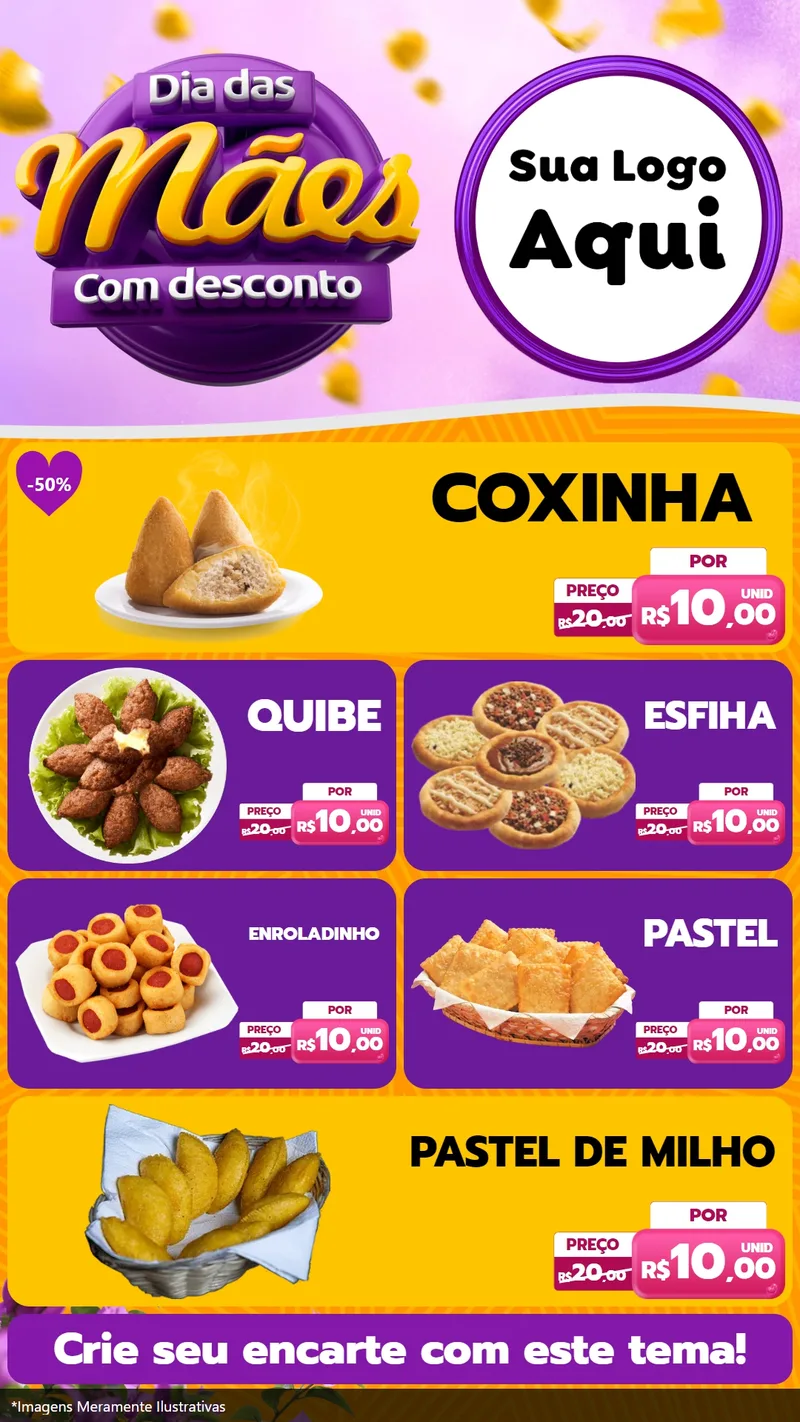 Modelo de TV para TV Vertical com o tema Dia das Mães com Desconto para Salgadaria