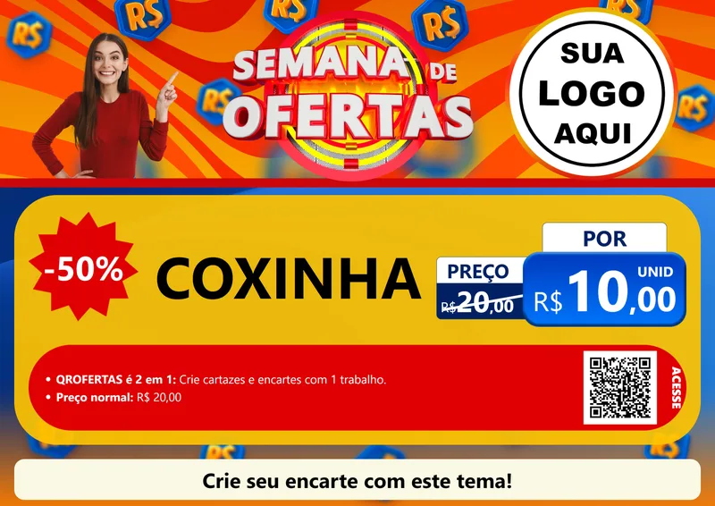 Modelo de Cartaz para Cartaz A4 Horizontal com o tema Semana de Ofertas para Salgadaria