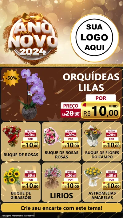 Modelo de Rede Social para Stories com o tema Feliz Ano Novo 2027 para Floricultura e jardim