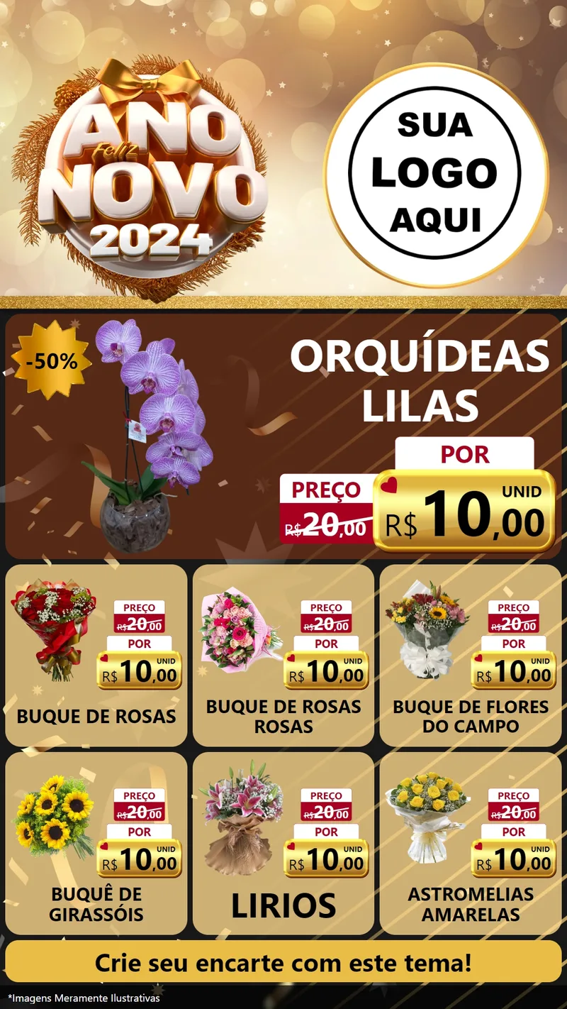 Modelo de Rede Social para Stories com o tema Feliz Ano Novo 2027 para Floricultura e jardim