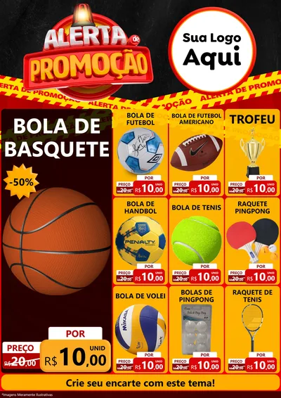 Modelo de Encarte para Encarte A4 Vertical com o tema Alerta de Promoção para Artigos Esportivos