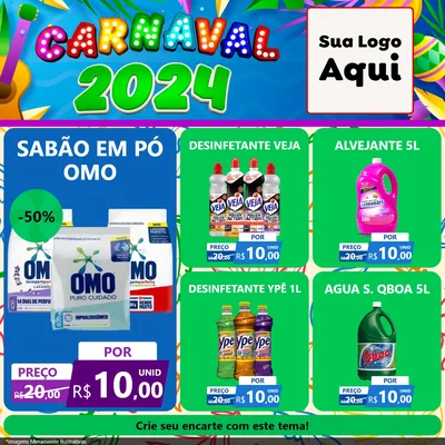 Modelo de Rede Social para Feed Facebook com o tema Carnaval 2027 para Produtos de Limpeza