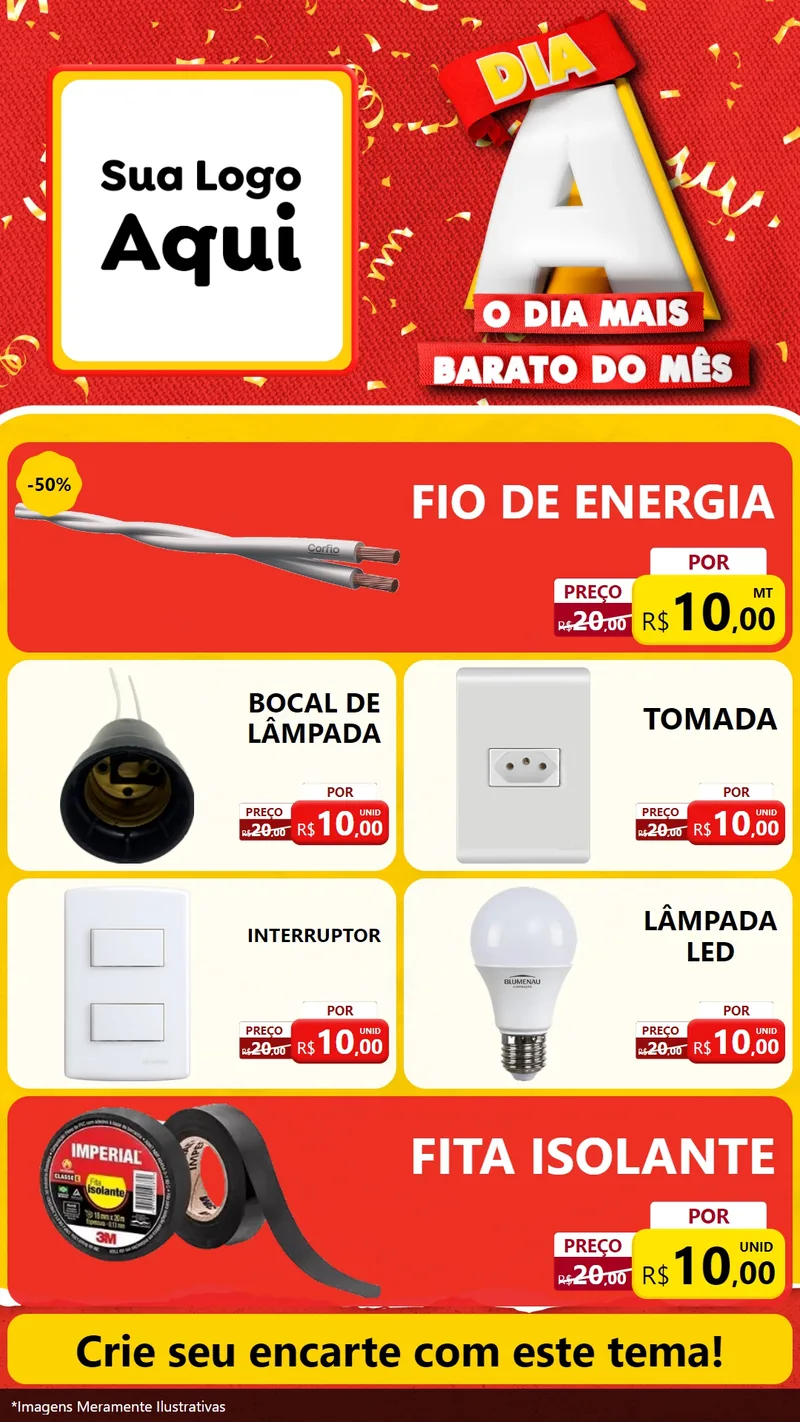 Modelo de TV para TV Vertical com o tema Dia A o Dia Mais Barato do Mês para Materiais Elétricos