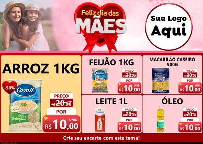 Modelo de Encarte para Encarte A4 Horizontal com o tema Feliz Dia Das Mães para Supermercado