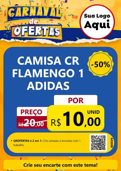 Modelo de Cartaz para Cartaz A4 Vertical com o tema Carnaval de Ofertas para Roupas e acessórios