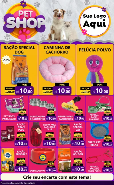 Modelo de Encarte para Encarte Grande com o tema Pet Shop para Pet Shop