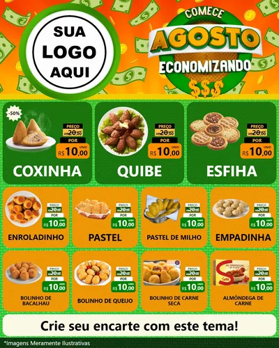 Modelo de Rede Social para Feed Instagram com o tema Comece Agosto Economizando para Salgadaria