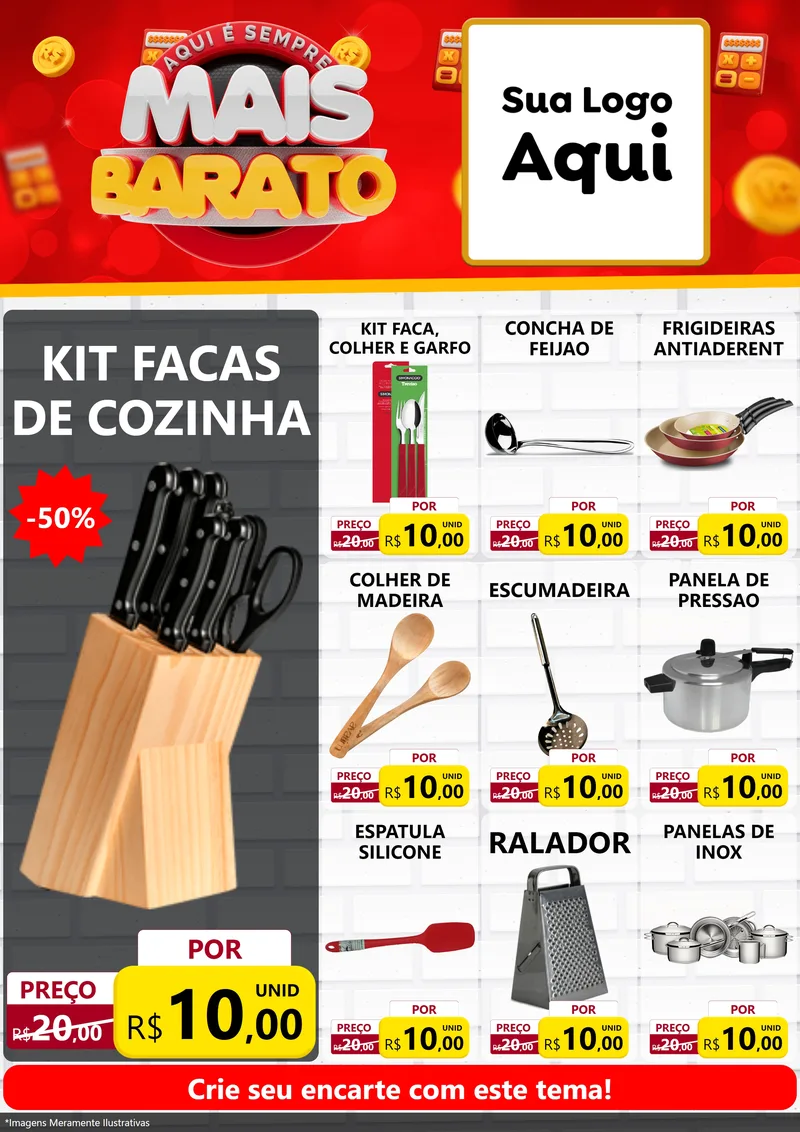 Modelo de Encarte para Encarte A4 Vertical com o tema Mais Barato para Utilidades Domésticas