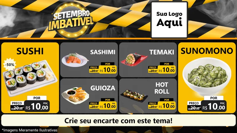 Modelo de TV para TV Horizontal com o tema Setembro Imbatível para Comida japonesa