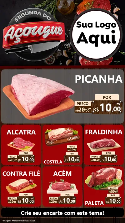 Modelo de Rede Social para Stories com o tema Segunda do Açougue para Açougue