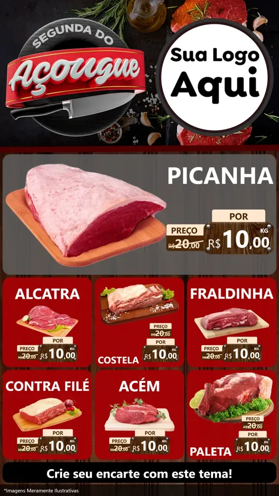 Modelo de Rede Social para Stories com o tema Segunda do Açougue para Açougue