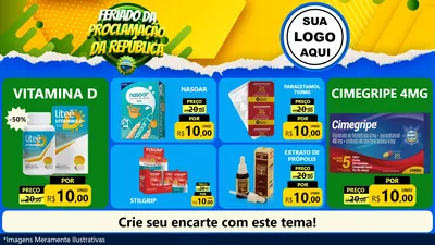Modelo de TV para TV Horizontal com o tema Feriado da Proclamação da República para Farmácia