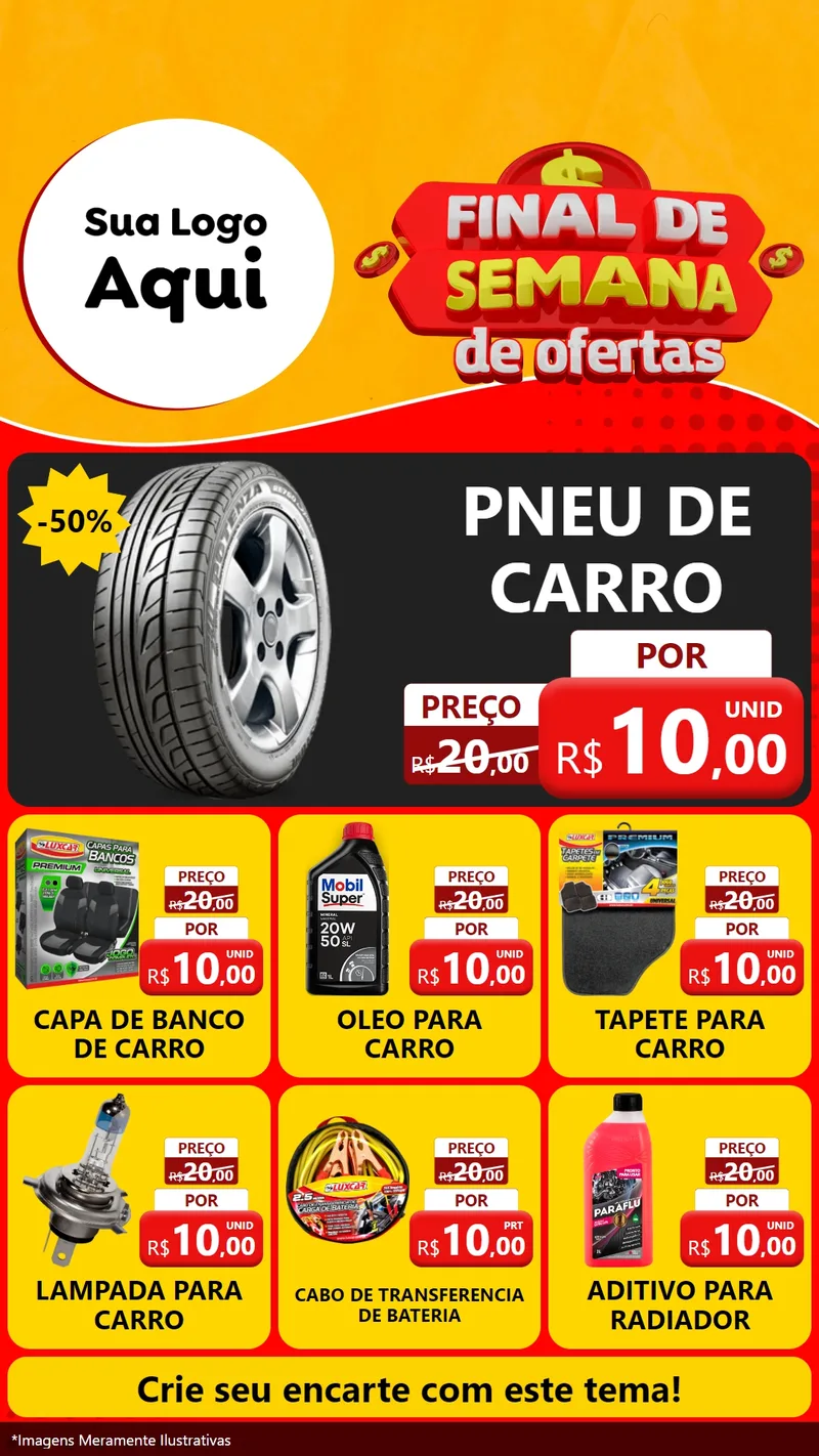 Modelo de Rede Social para Stories com o tema Final de Semana de Ofertas para Auto peças