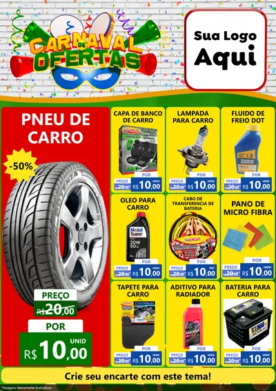 Modelo de Encarte para Encarte A4 Vertical com o tema Carnaval de Ofertas para Auto peças