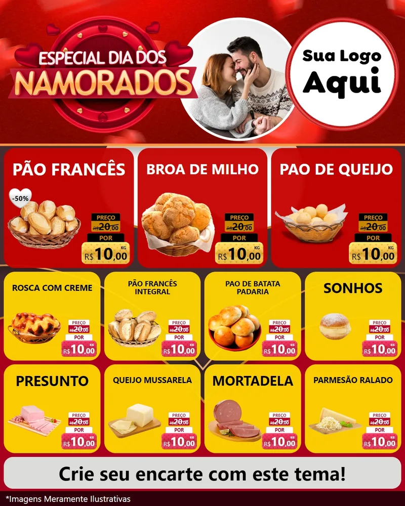 Modelo de Rede Social para Feed Instagram com o tema Especial Dia Dos Namorados para Padaria