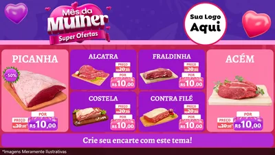 Modelo de TV para TV Horizontal com o tema Mês da Mulher - Super Ofertas para Açougue
