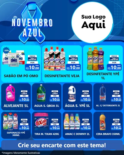 Modelo de Rede Social para Feed Instagram com o tema Novembro Azul para Produtos de Limpeza