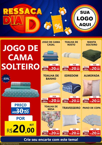 Modelo de Encarte para Encarte A4 Vertical com o tema Ressaca Dia D para Cama, Mesa e Banho