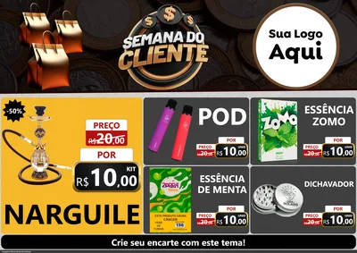 Modelo de Encarte para Encarte A4 Horizontal com o tema Semana do Cliente para Tabacaria