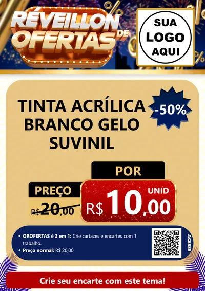 Modelo de Cartaz para Cartaz A4 Vertical com o tema Réveillon de Ofertas para Tintas e Ferramentas