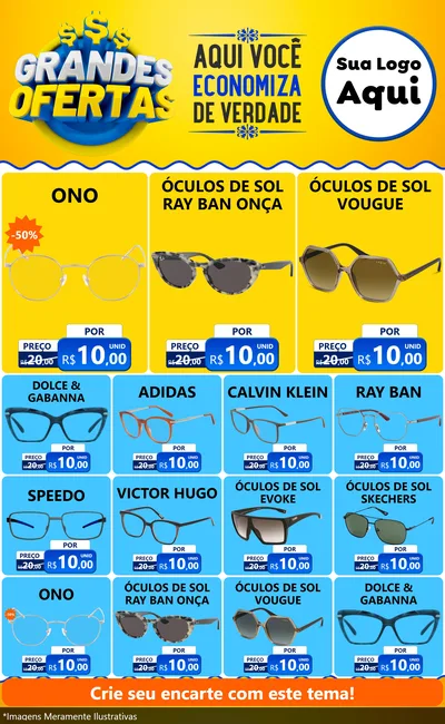 Modelo de Encarte para Encarte Grande com o tema Grandes Ofertas para Óticas