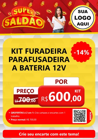 Modelo de Cartaz para Cartaz A4 Vertical com o tema Super Saldão para Maquinas e Ferramentas
