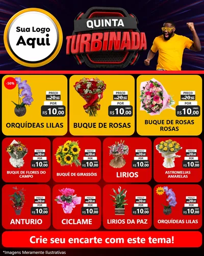 Modelo de Rede Social para Feed Instagram com o tema Quinta Turbinada para Floricultura e jardim