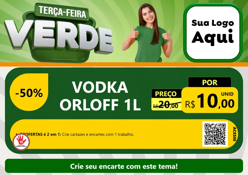 Modelo de Cartaz para Cartaz A4 Horizontal com o tema Terça - Feira Verde para Distribuidora de bebidas