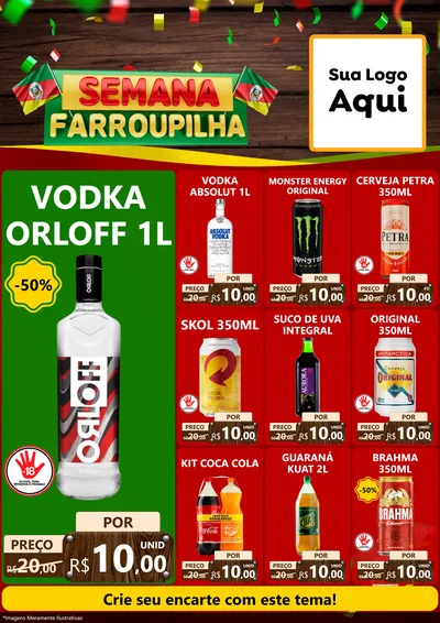 Modelo de Encarte para Encarte A4 Vertical com o tema Semana Farroupilha para Distribuidora de bebidas