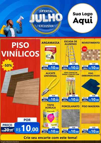 Modelo de Encarte para Encarte A4 Vertical com o tema Oferta Exclusiva, Julho para Material para Construção