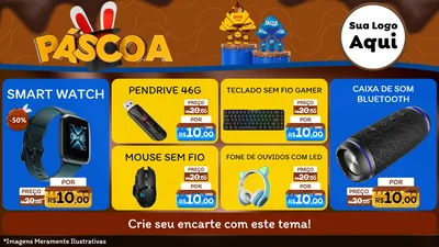 Modelo de TV para TV Horizontal com o tema Páscoa para Informática