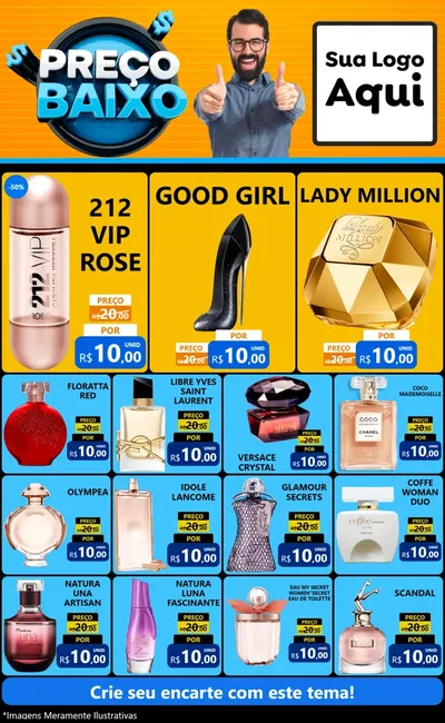 Modelo de Encarte para Encarte Grande com o tema Preço Baixo para Perfumes
