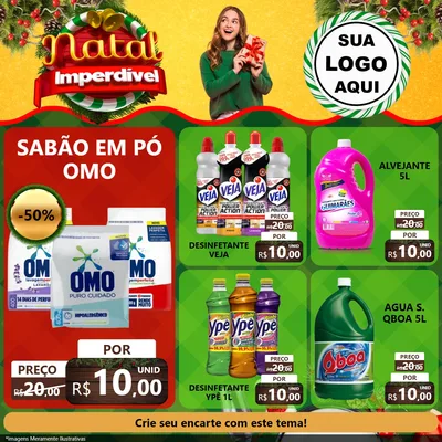Modelo de Rede Social para Feed Facebook com o tema Natal Imperdível para Produtos de Limpeza