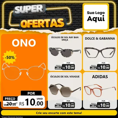 Modelo de Rede Social para Feed Facebook com o tema Super Ofertas para Óticas
