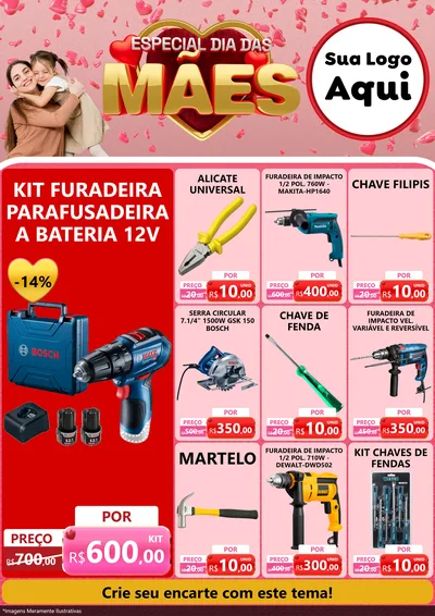 Modelo de Encarte para Encarte A4 Vertical com o tema Especial Dia Das Mães para Maquinas e Ferramentas