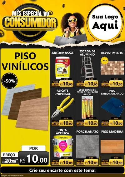 Modelo de Encarte para Encarte A4 Vertical com o tema Mês Especial do Consumidor para Material para Construção