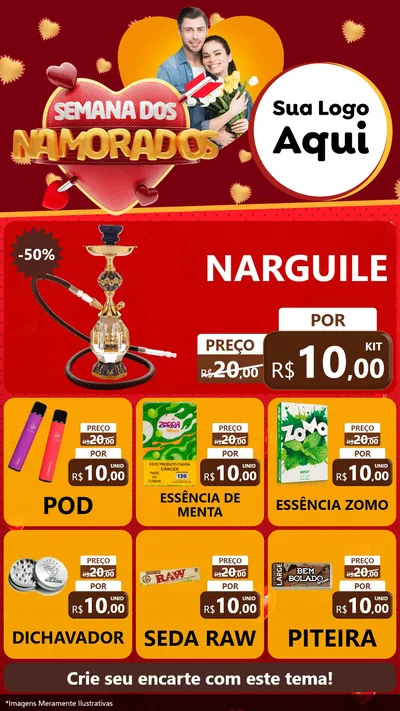Modelo de Rede Social para Stories com o tema Semana dos Namorados para Tabacaria
