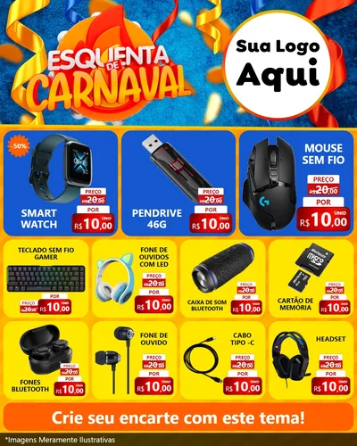 Modelo de Rede Social para Feed Instagram com o tema Esquenta de Carnaval para Informática