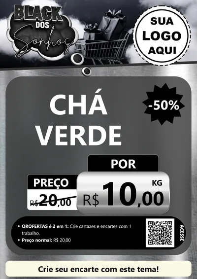 Modelo de Cartaz para Cartaz A4 Vertical com o tema Black dos Sonhos para Produtos Naturais
