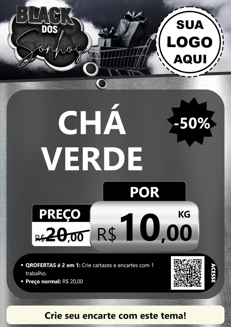 Modelo de Cartaz para Cartaz A4 Vertical com o tema Black dos Sonhos para Produtos Naturais