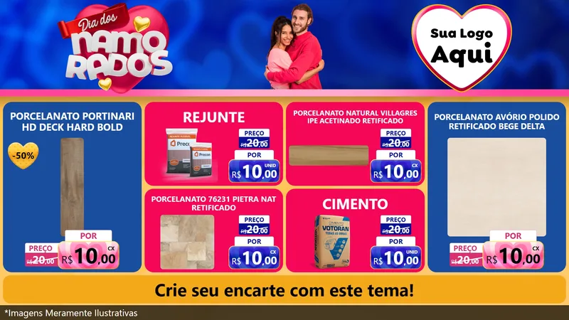 Modelo de TV para TV Horizontal com o tema Dia dos namorados para Pisos e revestimentos