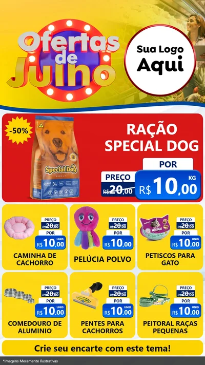 Modelo de Rede Social para Stories com o tema Ofertas de Julho para Pet Shop