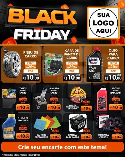 Modelo de Rede Social para Feed Instagram com o tema Black Friday para Auto peças