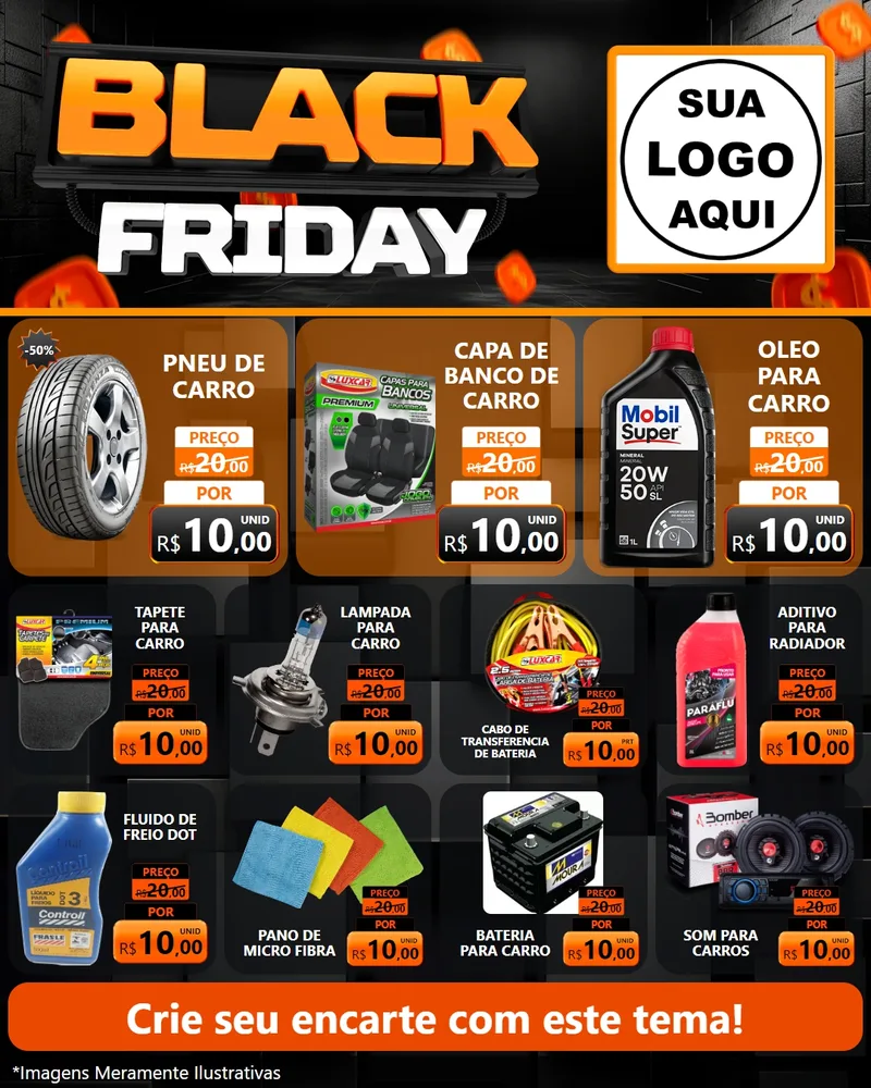 Modelo de Rede Social para Feed Instagram com o tema Black Friday para Auto peças