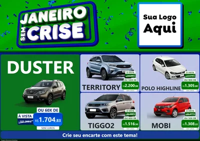 Modelo de Encarte para Encarte A4 Horizontal com o tema Janeiro Sem Crise para Concessionaria de Carros