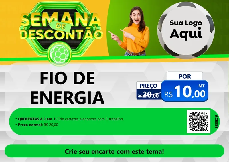 Modelo de Cartaz para Cartaz A4 Horizontal com o tema Semana de Descontão - Copa para Materiais Elétricos